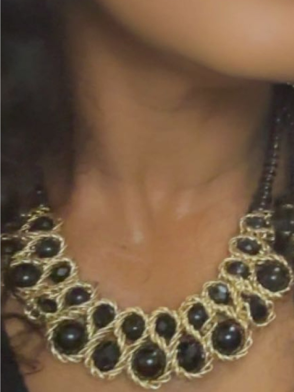 Elegant Gold and Black Statement Necklace - Women Jewelry